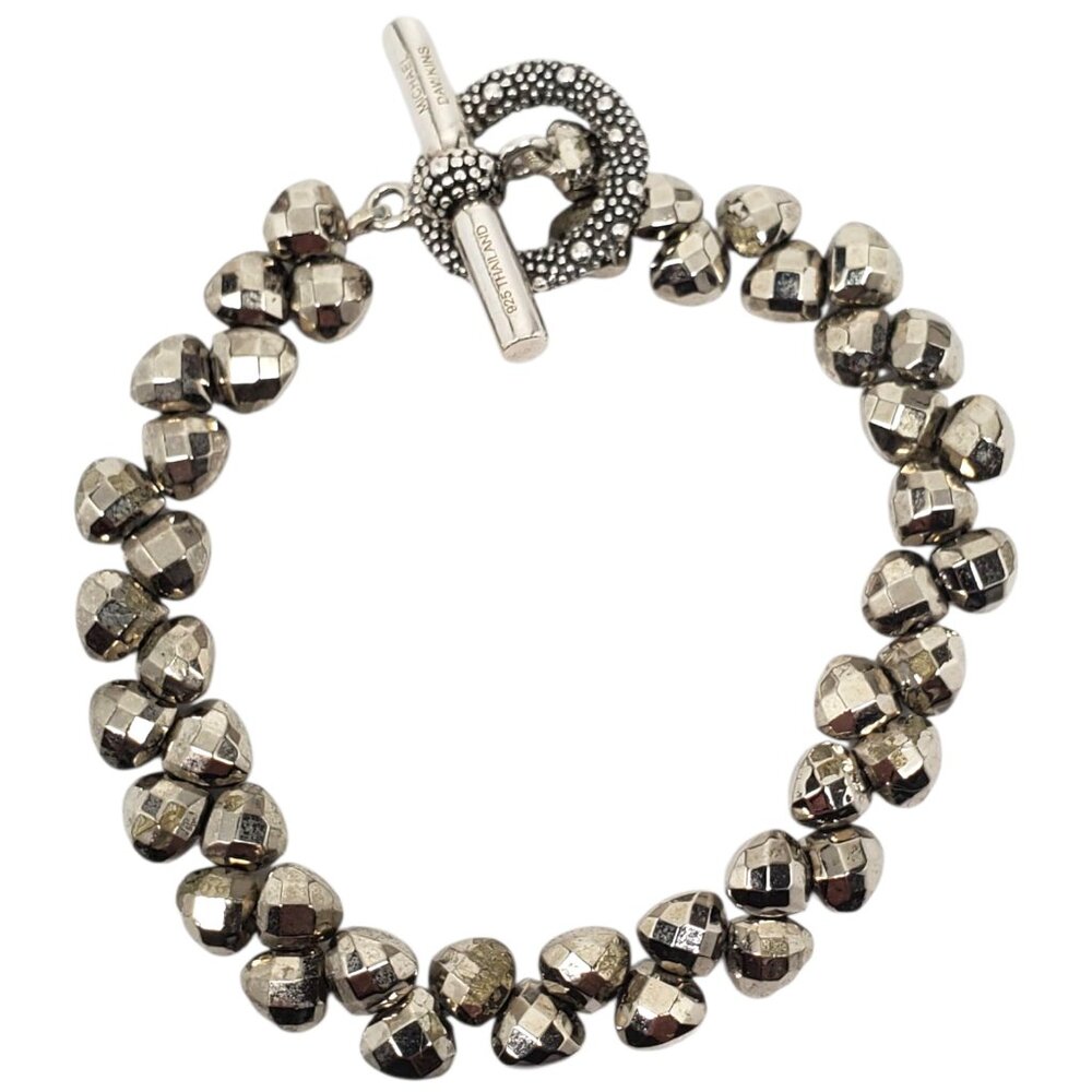 Michael Dawkins Sterling Silver Faceted Bead Toggle Bracelet #23337